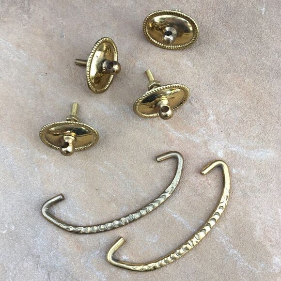 Vintage AAB Co. Brass Drawer Drop Pull Set of 2 - Picture 3 of 16